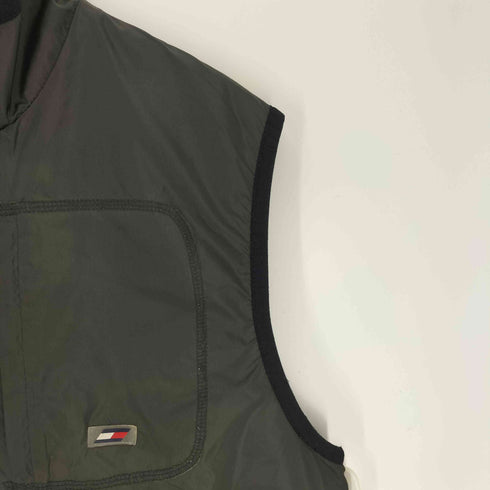 トミーヒルフィガー TOMMY HILFIGER 90-00S ATHLETICS 裏地フリース リバーシブルナイロン ハーフジップ ベスト カンガルーポケット メンズ JPN:1