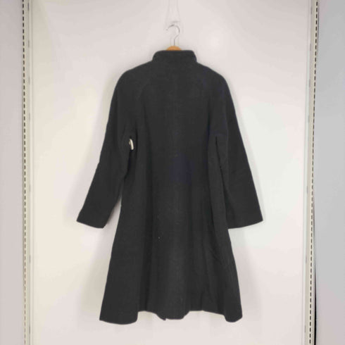 カナダ製 SUPERFINE VIRGIN WOOL AND CASHMERE スタンドカラー ロングコート レディース US:10