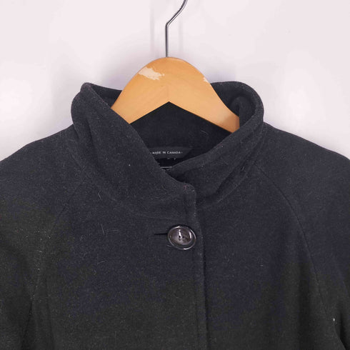 カナダ製 SUPERFINE VIRGIN WOOL AND CASHMERE スタンドカラー ロングコート レディース US:10
