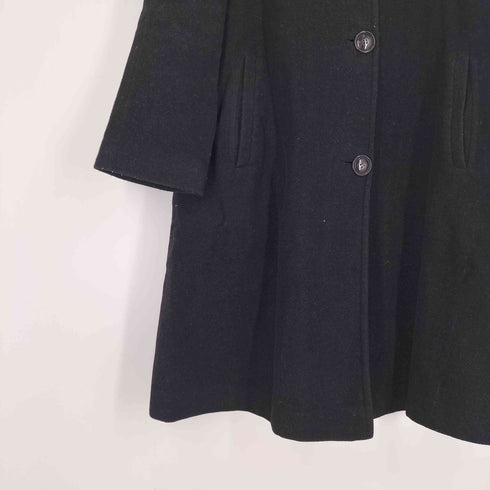 カナダ製 SUPERFINE VIRGIN WOOL AND CASHMERE スタンドカラー ロングコート レディース US:10