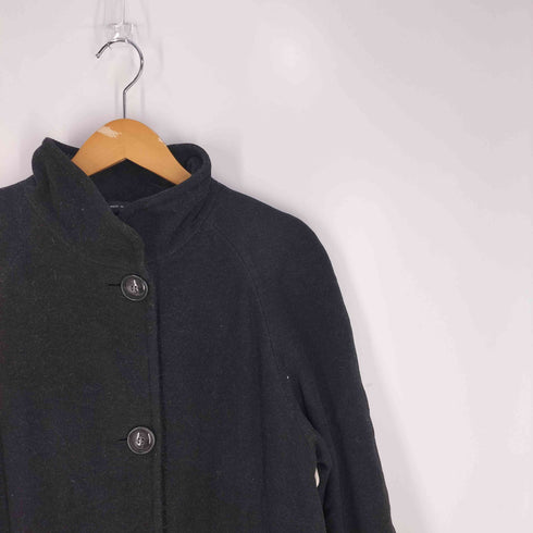 カナダ製 SUPERFINE VIRGIN WOOL AND CASHMERE スタンドカラー ロングコート レディース US:10