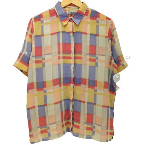 アルフレッドダナー ALFRED DUNNER 90s 水彩チェック レギュラーカラー S/S ポリシャツ レディース 14