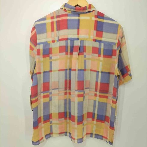 アルフレッドダナー ALFRED DUNNER 90s 水彩チェック レギュラーカラー S/S ポリシャツ レディース 14