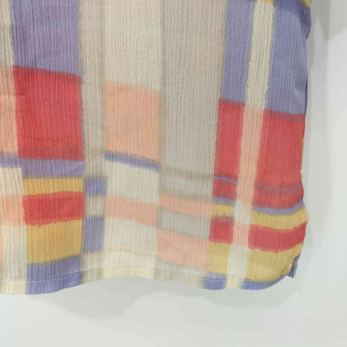 アルフレッドダナー ALFRED DUNNER 90s 水彩チェック レギュラーカラー S/S ポリシャツ レディース 14
