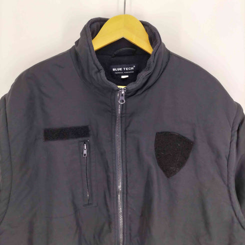 BLUE TECH security バックプリント ジップアップ 裏地フリース ブルゾンジャケット メンズ