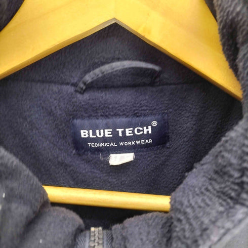 BLUE TECH security バックプリント ジップアップ 裏地フリース ブルゾンジャケット メンズ