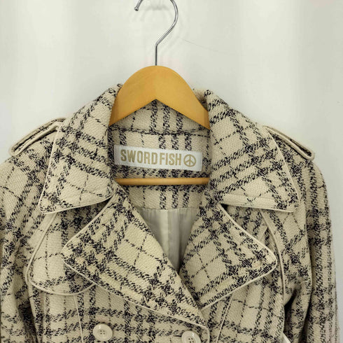 SWORD FISH チェック柄 スリム ロング トレンチコート レディース import:S