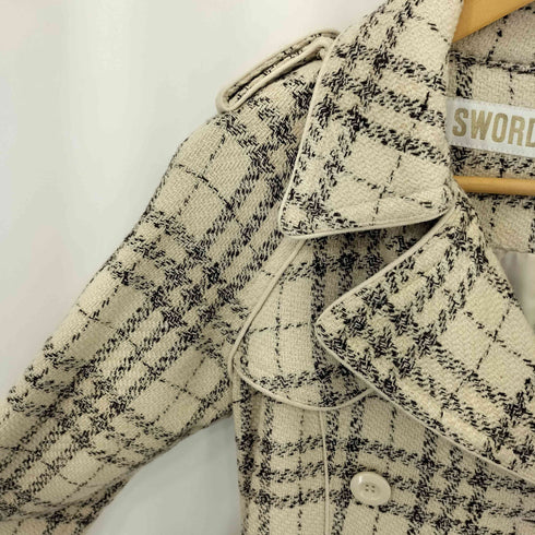 SWORD FISH チェック柄 スリム ロング トレンチコート レディース import:S