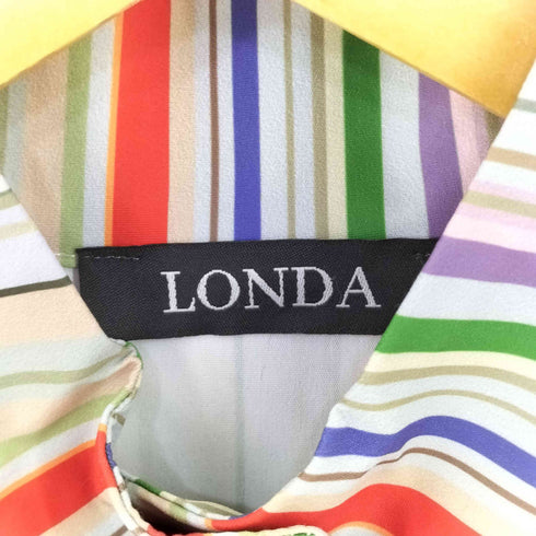 ロンダ LONDA パフスリーブ マルチカラーワンピース レディース