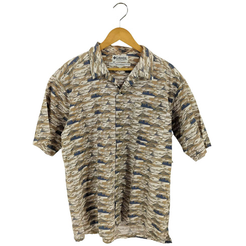 コロンビア Columbia 90S タイ製 魚柄半袖コットンシャツ メンズ import:M