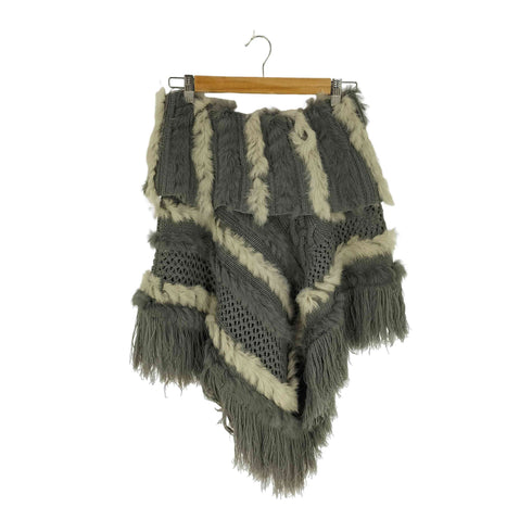 ラビットファー ニットポンチョ レディース