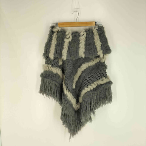 ラビットファー ニットポンチョ レディース