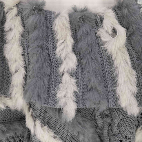 ラビットファー ニットポンチョ レディース