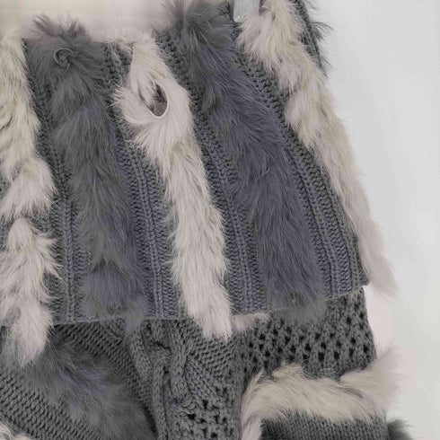 ラビットファー ニットポンチョ レディース