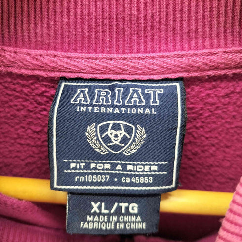 ARIAT ハーフジップ ロゴ刺繍スウェット メンズ import:XL