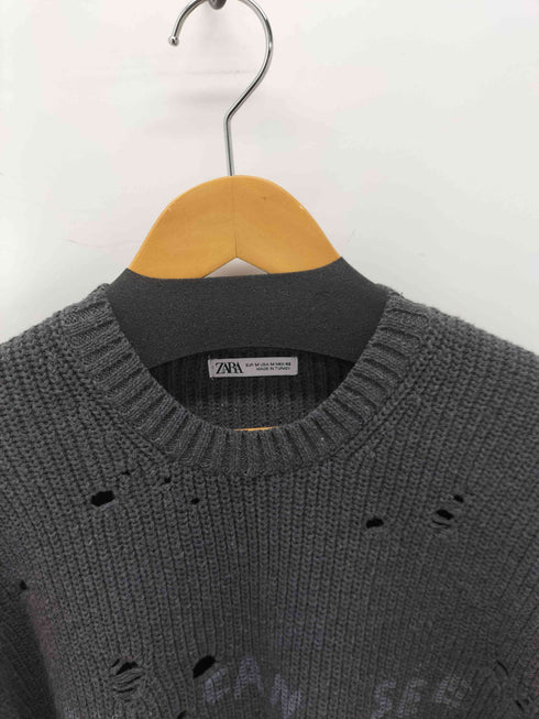 ザラ ZARA ダメージ加工 ステンシル ニット メンズ import:M