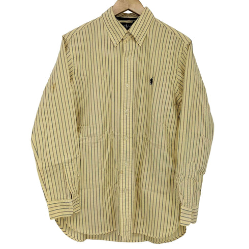 ラルフローレン RALPH LAUREN 90s CUSTOM FIT ポニー刺繍 ストライプ L/S ボタンダウンシャツ メンズ import:M