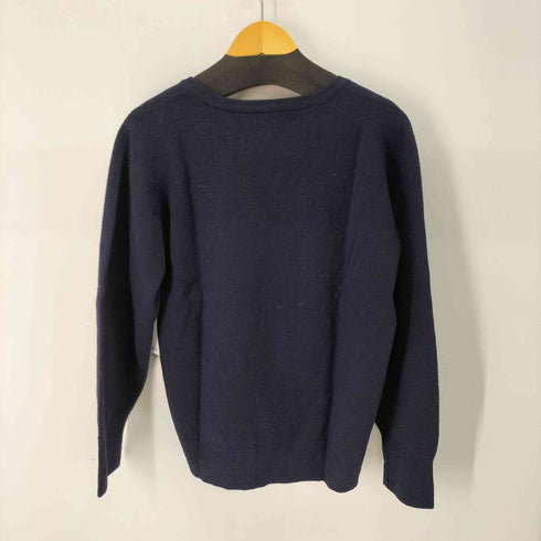 バーバリーズ BURBERRYS スコットランド製 ピュア ラムウール100% ワンポイント Vネックニット メンズ UK:38