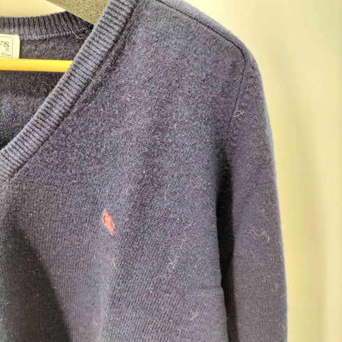 バーバリーズ BURBERRYS スコットランド製 ピュア ラムウール100% ワンポイント Vネックニット メンズ UK:38