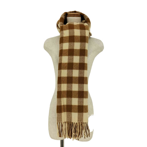 トラディショナルウェザーウェア Traditional Weatherwear スコットランド製 チェック ラムウール フリンジマフラー メンズ