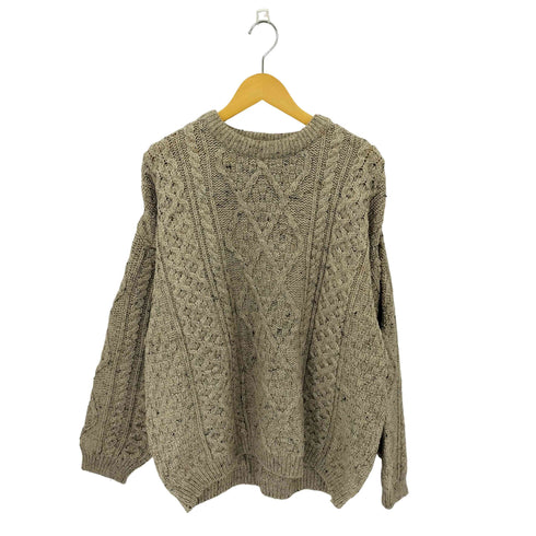 INIS CRAFTS 90s アイルランド製 ウール ケーブル フィッシャーマン ニット セーター メンズ import:XL