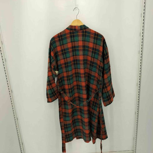 チェック柄 2ポケット フランネル ロングガウン コート メンズ