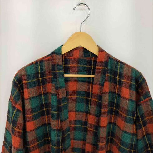 チェック柄 2ポケット フランネル ロングガウン コート メンズ