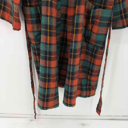 チェック柄 2ポケット フランネル ロングガウン コート メンズ