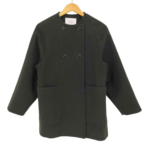 スローブイエナ SLOBE IENA ダブルクロスシャルム ダブルボタンノーカラーショートコート レディース JPN:38