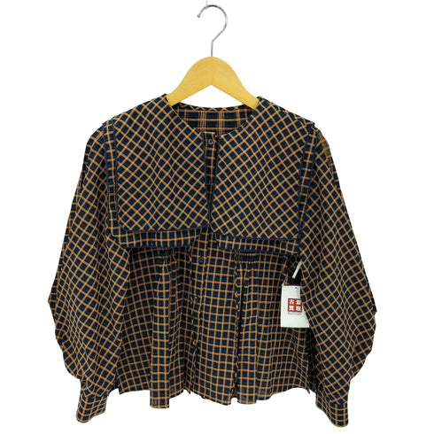 ランバンオンブルー LANVIN en Bleu セーラーカラー ピンタック ノーカラー ブラウス シャツ レディース 38