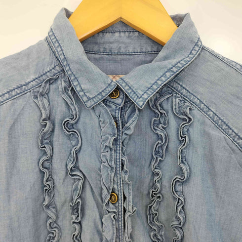 バーバリーブルーレーベル BURBERRY BLUE LABEL フリルシャンブレーシャツ レディース EUR:38