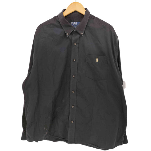 ポロバイラルフローレン Polo by RALPH LAUREN REGENT CLASSIC FIT ポニー 刺繍 L/S ボタンダウン ブラック シャツ メンズ import:XL
