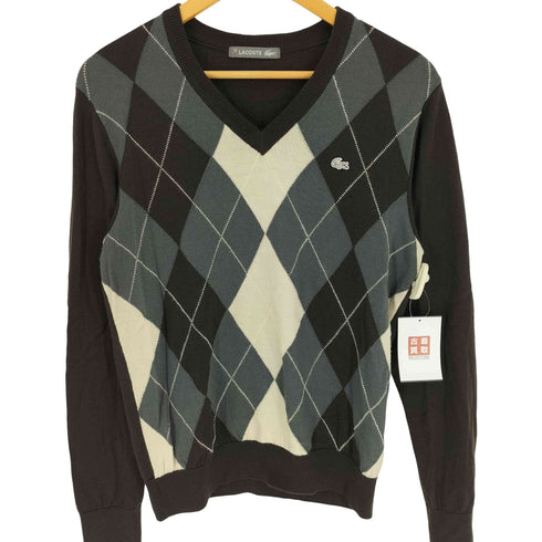 ラコステ LACOSTE 日本製 アーガイル ウール Vネック プルオーバー ニット セーター メンズ JPN:3