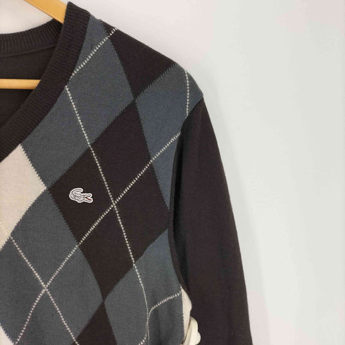 ラコステ LACOSTE 日本製 アーガイル ウール Vネック プルオーバー ニット セーター メンズ JPN:3