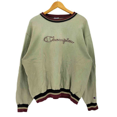 チャンピオン Champion 90-00S メキシコ製 リブ配色 裏起毛 ロゴ刺繍 スウェット メンズ import:XL