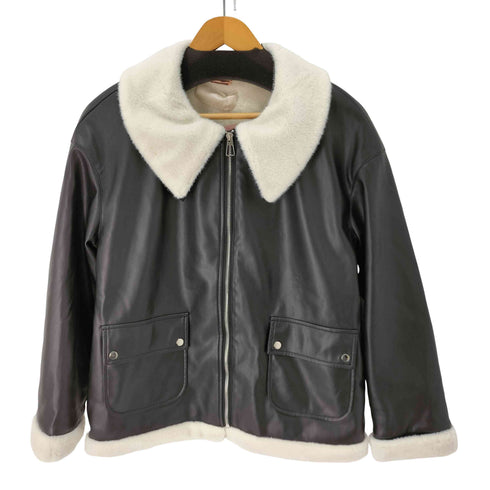 LA POMME petit 可愛いファーバッグ付き Leather Fur Jacket With Mini Bag エコレザーファーコート レディース import:S
