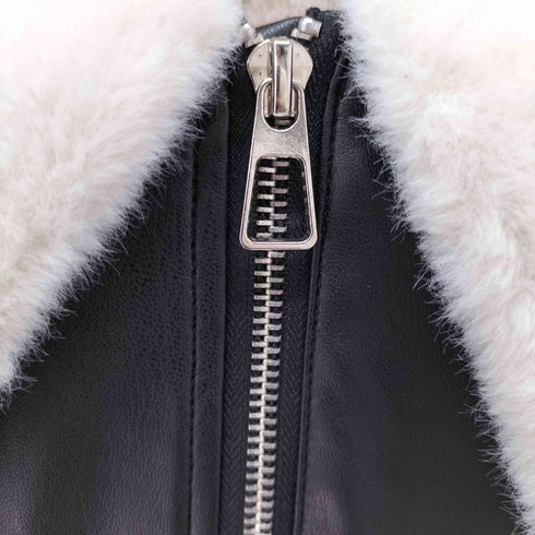 LA POMME petit 可愛いファーバッグ付き Leather Fur Jacket With Mini Bag エコレザーファーコート レディース import:S