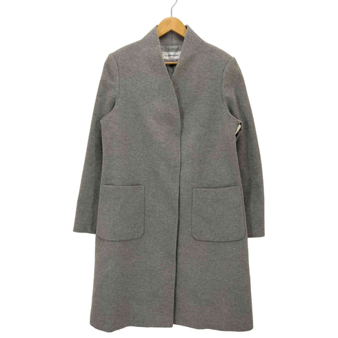 conpiacere カシミヤ混 ウール ノーカラーロングコート レディース LL