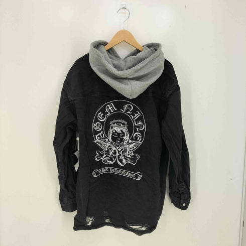 エージェムナイン AGEM/9 エンジェル刺繍 フード付き ダメージ デニムジャケット メンズ FREE