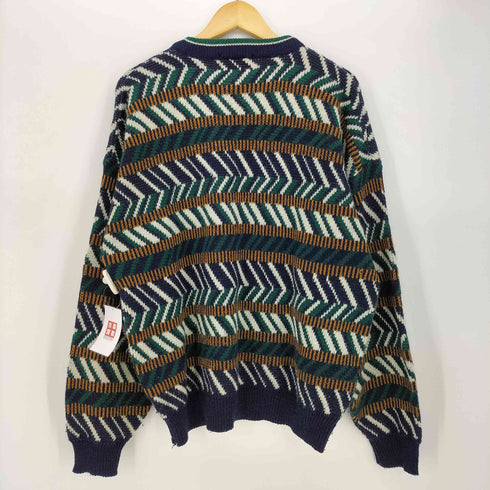 TREND BASICS 90S 幾何学 総柄 クルーネック アクリル プルオーバー ニット メンズ import:XXL
