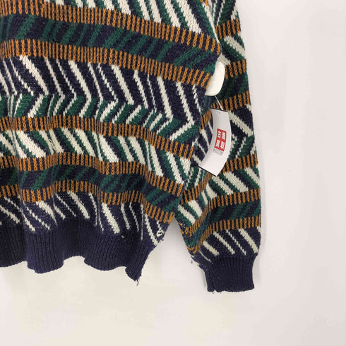 TREND BASICS 90S 幾何学 総柄 クルーネック アクリル プルオーバー ニット メンズ import:XXL