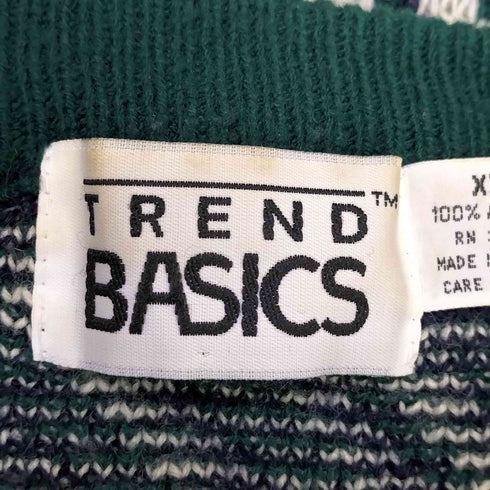 TREND BASICS 90S 幾何学 総柄 クルーネック アクリル プルオーバー ニット メンズ import:XXL