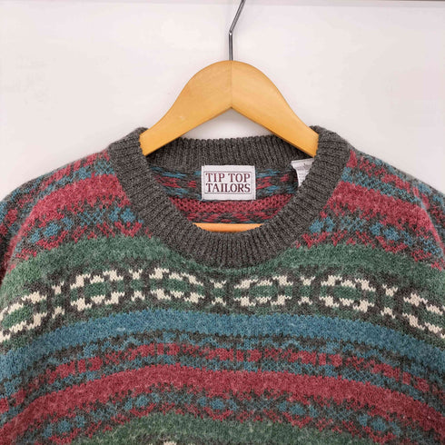 TIP TOP TAILORS 90S 総柄 アクリル ウール プルオーバー ニット メンズ import:L