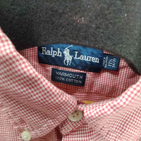 ラルフローレン RALPH LAUREN YARMOUTH ポニー 刺繍 ハングトゥース 千鳥格子 L/S ボタンダウン シャツ メンズ 17 1/2