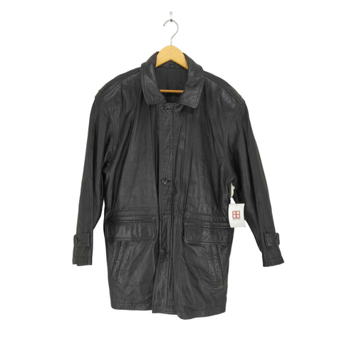 Sheep Leather 羊革 裏地ノバチェック レザーカーコート メンズ JPN:L