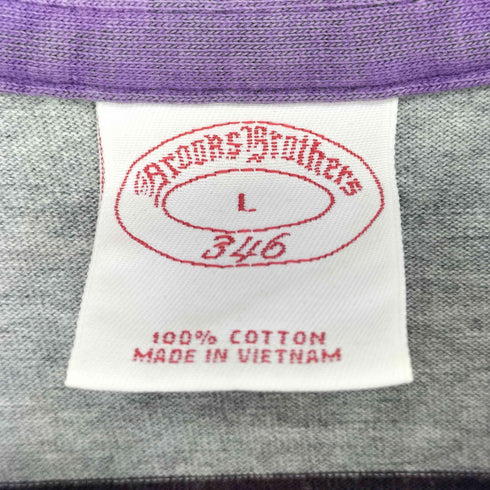 ブルックスブラザーズ BROOKS BROTHERS 刺繍ロゴ 長袖 ボーダー ポロシャツ メンズ L