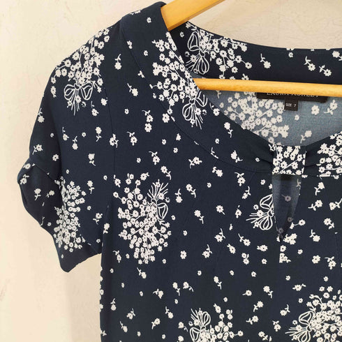 ローラアシュレイ LAURA ASHLEY 花柄 フレンチスリーブ ロングワンピース レディース 7