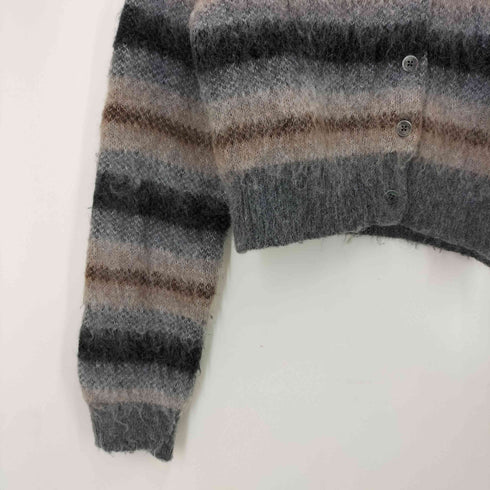 ビューティーアンドユースユナイテッドアローズ BEAUTY & YOUTH UNITED ARROWS ボーダー柄 シャギー クルーネックカーディガン レディース