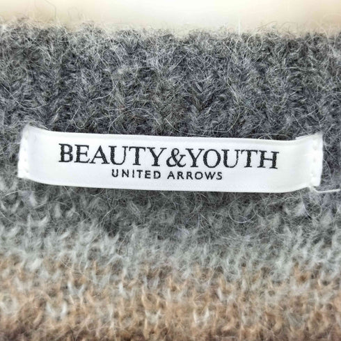 ビューティーアンドユースユナイテッドアローズ BEAUTY & YOUTH UNITED ARROWS ボーダー柄 シャギー クルーネックカーディガン レディース