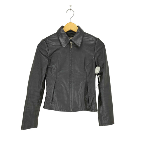 ザラ ZARA CUIR LEATHER リアルレザージップジャケット レディース S